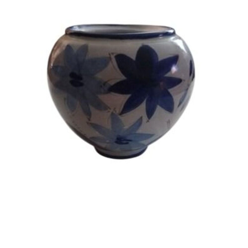Vtg Arabia Of Finland Suomi Finlandia 3.5 Round Deco Vase Blue